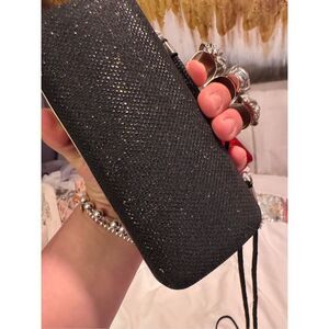 Vintage  goth glam finger clutch triple ring/cosmetic makeup case/bag lion crown